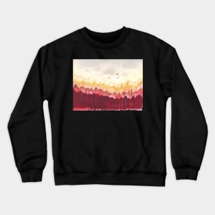 Warm Fall embraces Abstract forest watercolor pattern Crewneck Sweatshirt